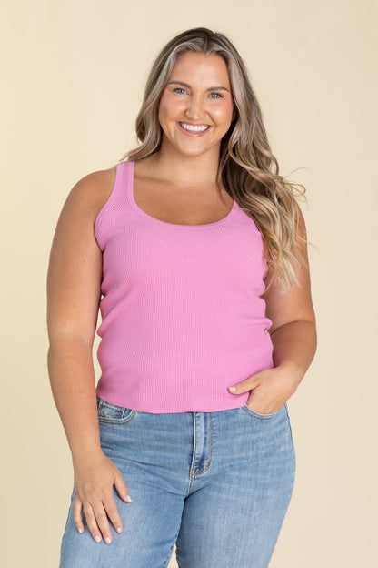 Classic Ribbed Scoop Neckline Knit Tank