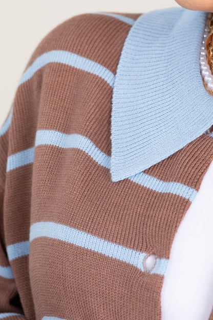 Casual Stripe Button Down Sweaters