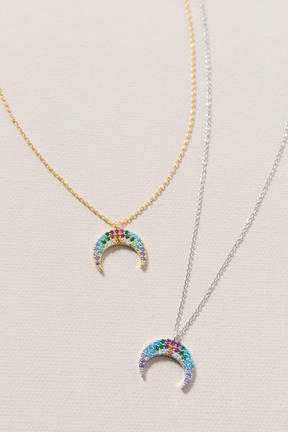 Celestial Pave CZ Crescent Moon Necklaces