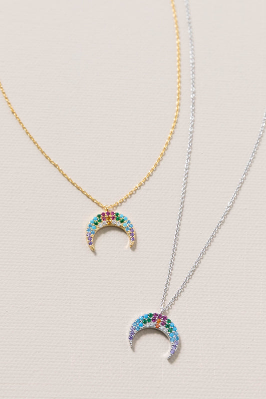 Celestial Pave CZ Crescent Moon Necklaces