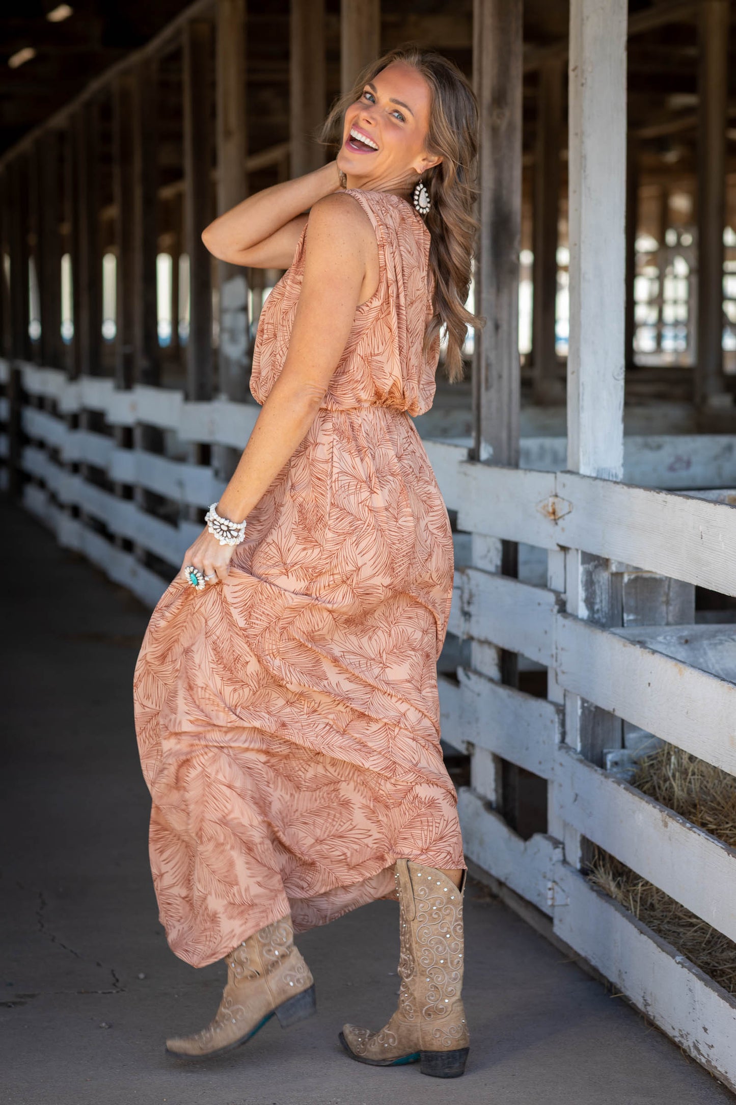 Cinnamon Printed Sleeveless Maxi Dress