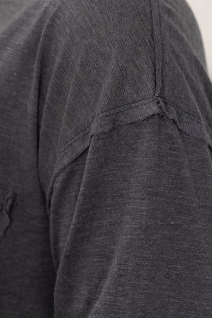 Charcoal Mineral Washed Round Neck Knit Top