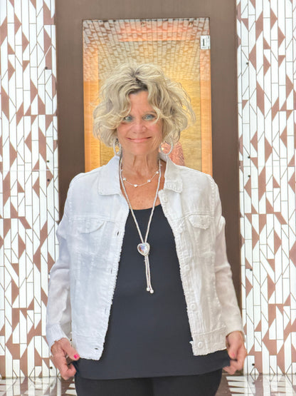LULU-B WHITE METALLIC LINEN JACKET