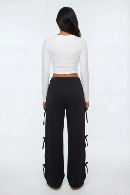 Wide Leg Sweatpant with Bows