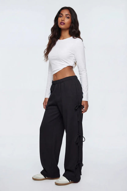 Wide Leg Sweatpant with Bows