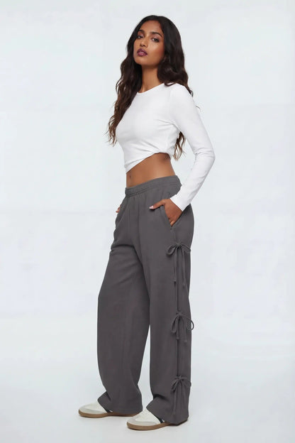 Wide Leg Sweatpant with Bows