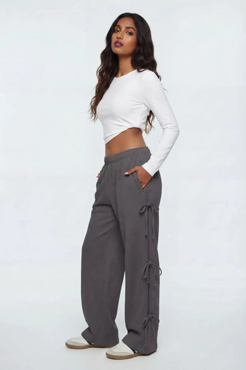 Wide Leg Sweatpant with Bows