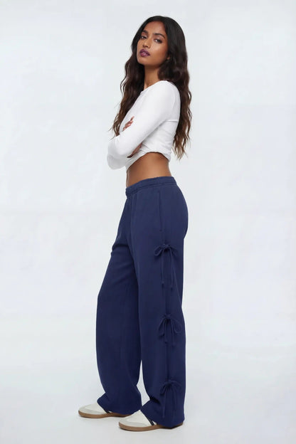 Wide Leg Sweatpant with Bows