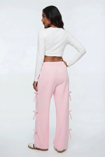 Wide Leg Sweatpant with Bows