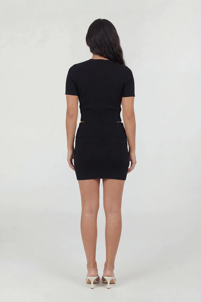 Short Sleeve Cardigan & Knit Mini Skirt Set