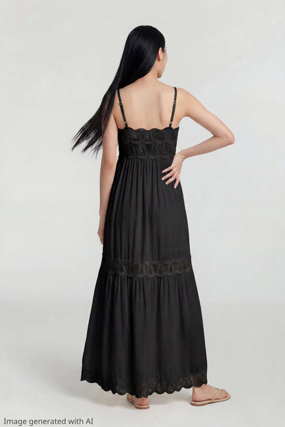 Crochet Trim Maxi Dress