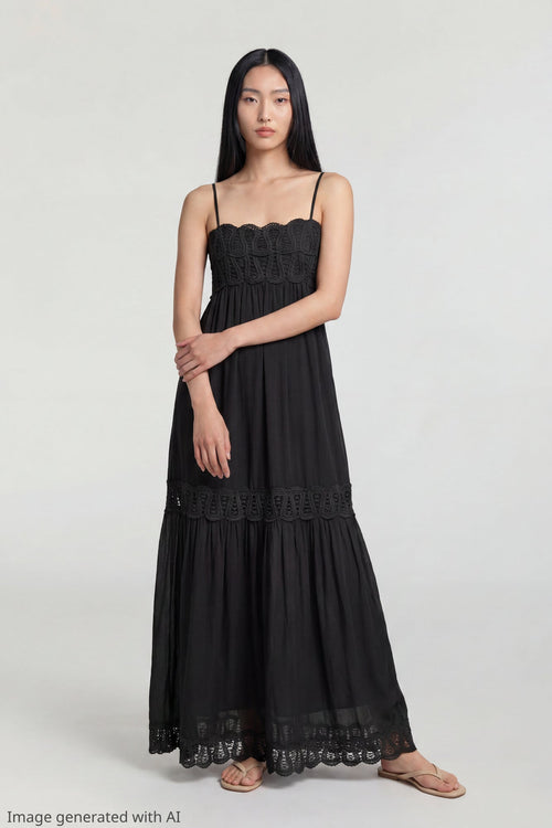 Crochet Trim Maxi Dress