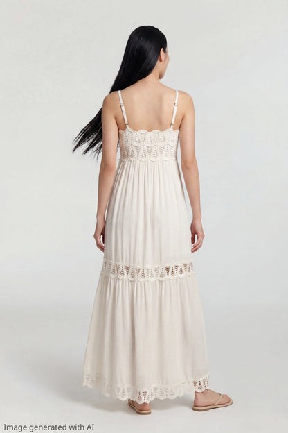 Crochet Trim Maxi Dress