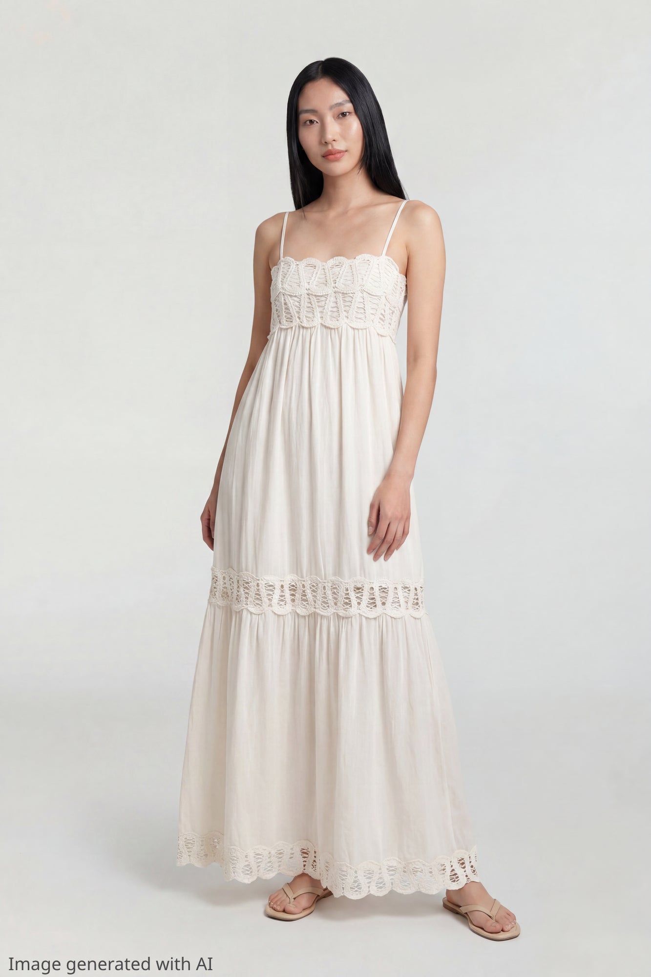 Crochet Trim Maxi Dress