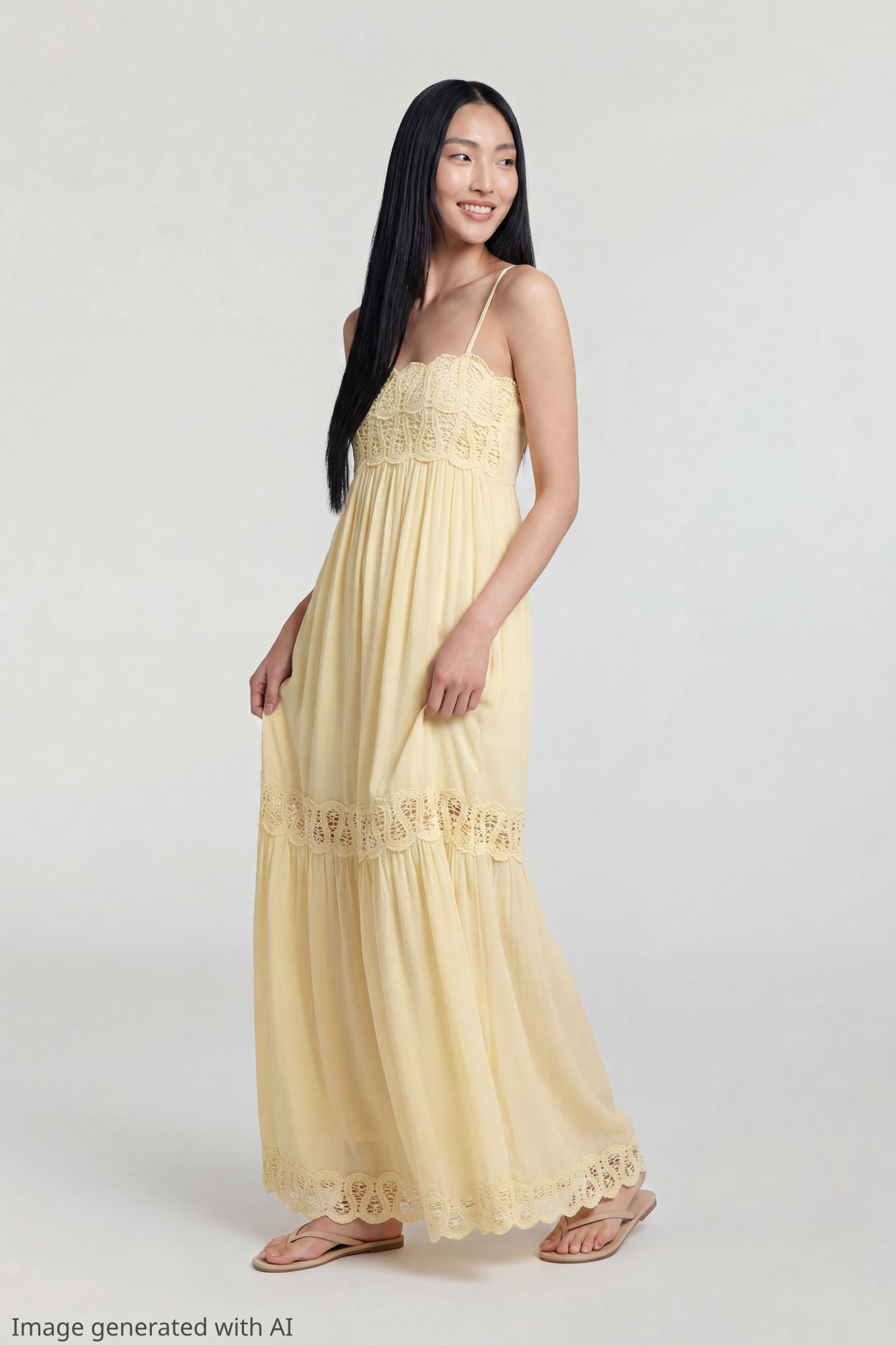 Crochet Trim Maxi Dress