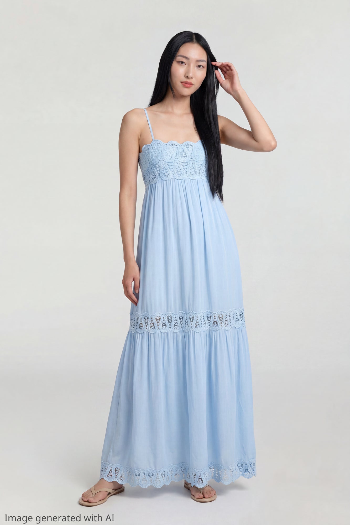 Crochet Trim Maxi Dress