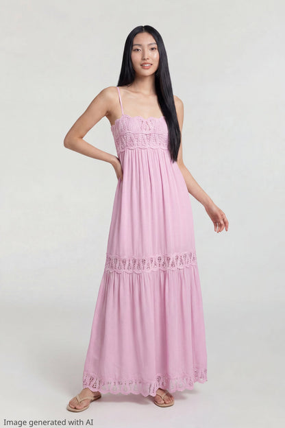 Crochet Trim Maxi Dress