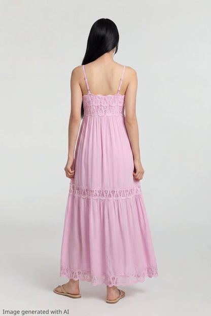 Crochet Trim Maxi Dress