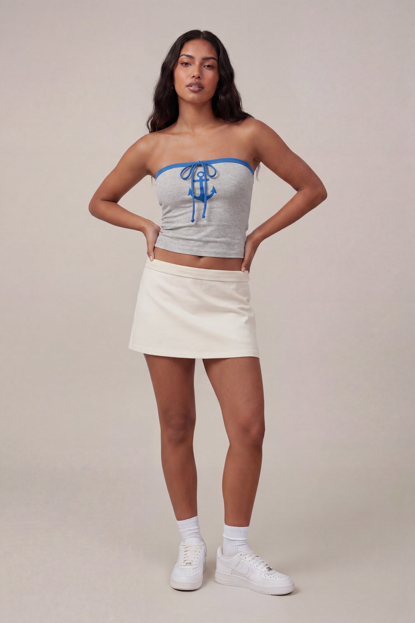 Graphic Drawstring Tube Top