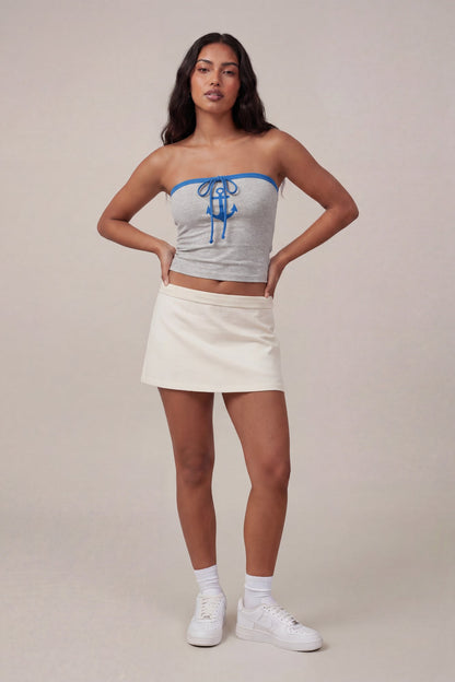 Graphic Drawstring Tube Top