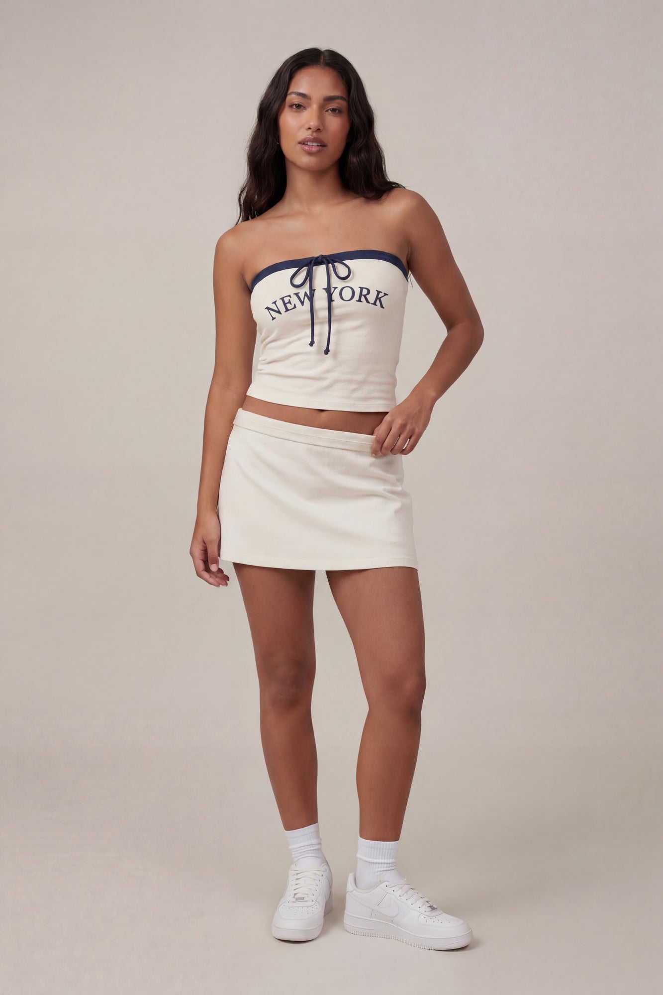 Graphic Drawstring Tube Top