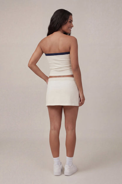 Graphic Drawstring Tube Top