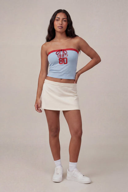 Graphic Drawstring Tube Top