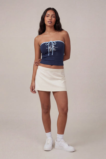 Graphic Drawstring Tube Top
