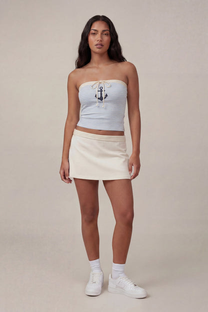 Graphic Drawstring Tube Top