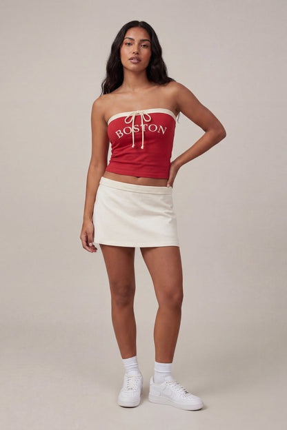 Graphic Drawstring Tube Top