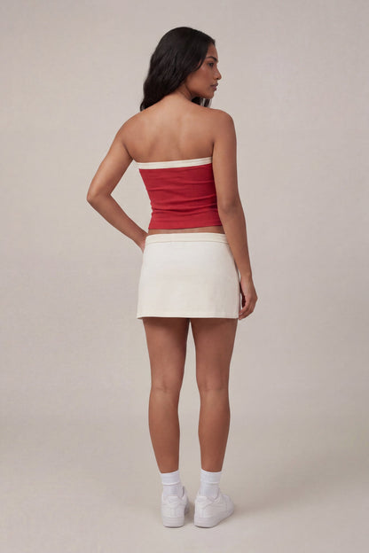 Graphic Drawstring Tube Top