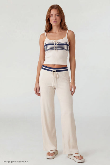 Striped Waist Wide Leg Pant
