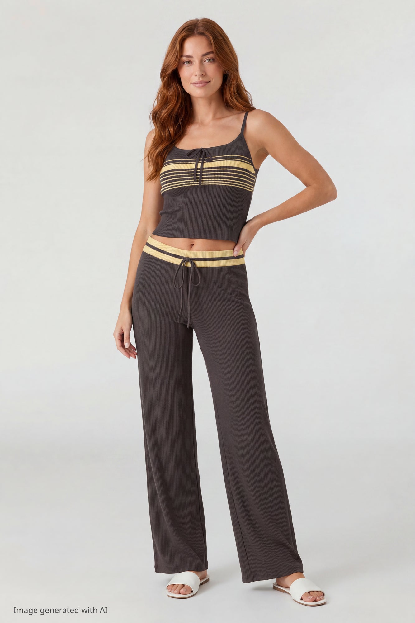 Striped Waist Wide Leg Pant