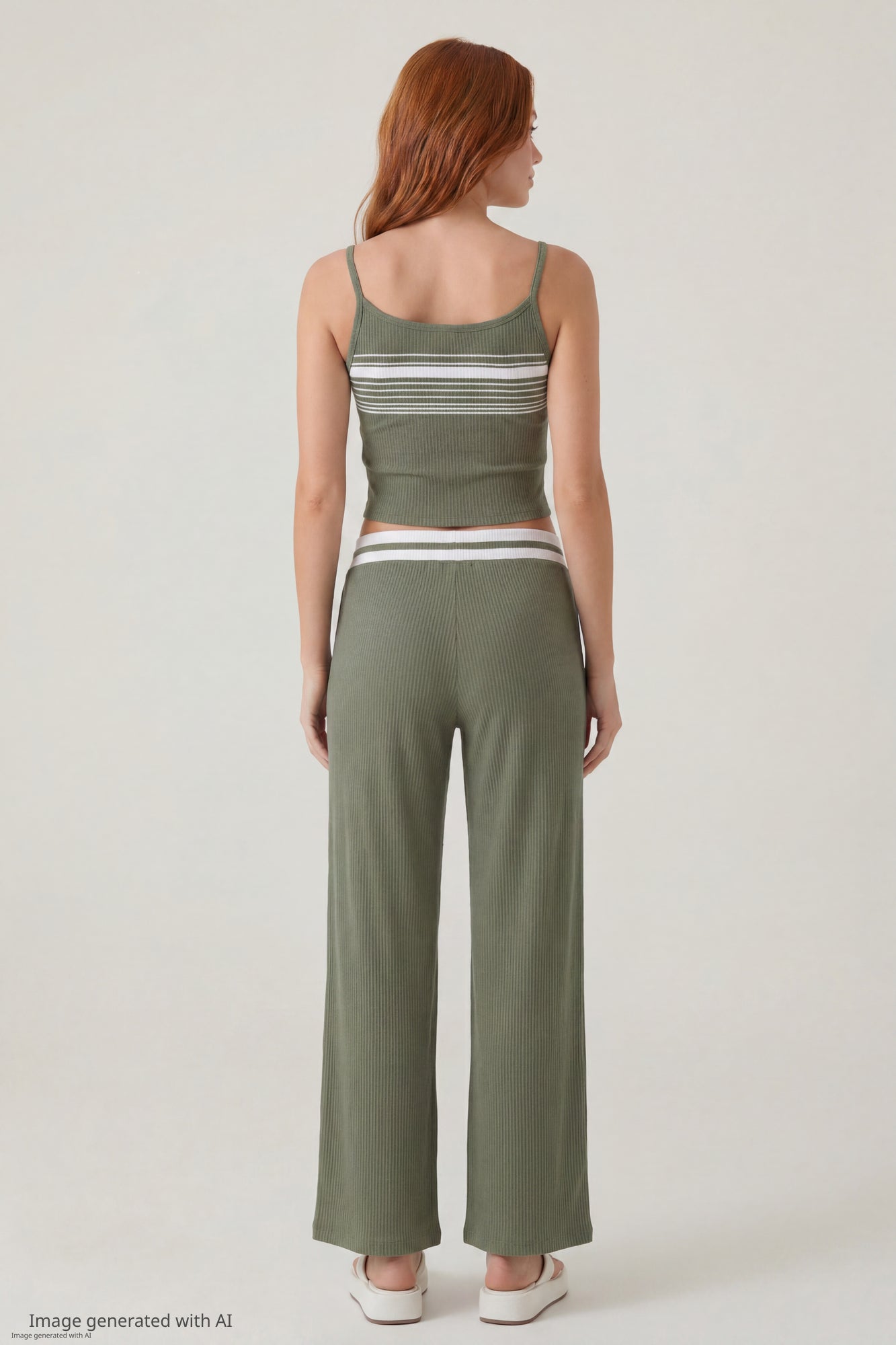 Striped Waist Wide Leg Pant