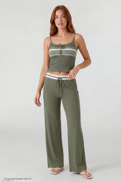 Striped Waist Wide Leg Pant