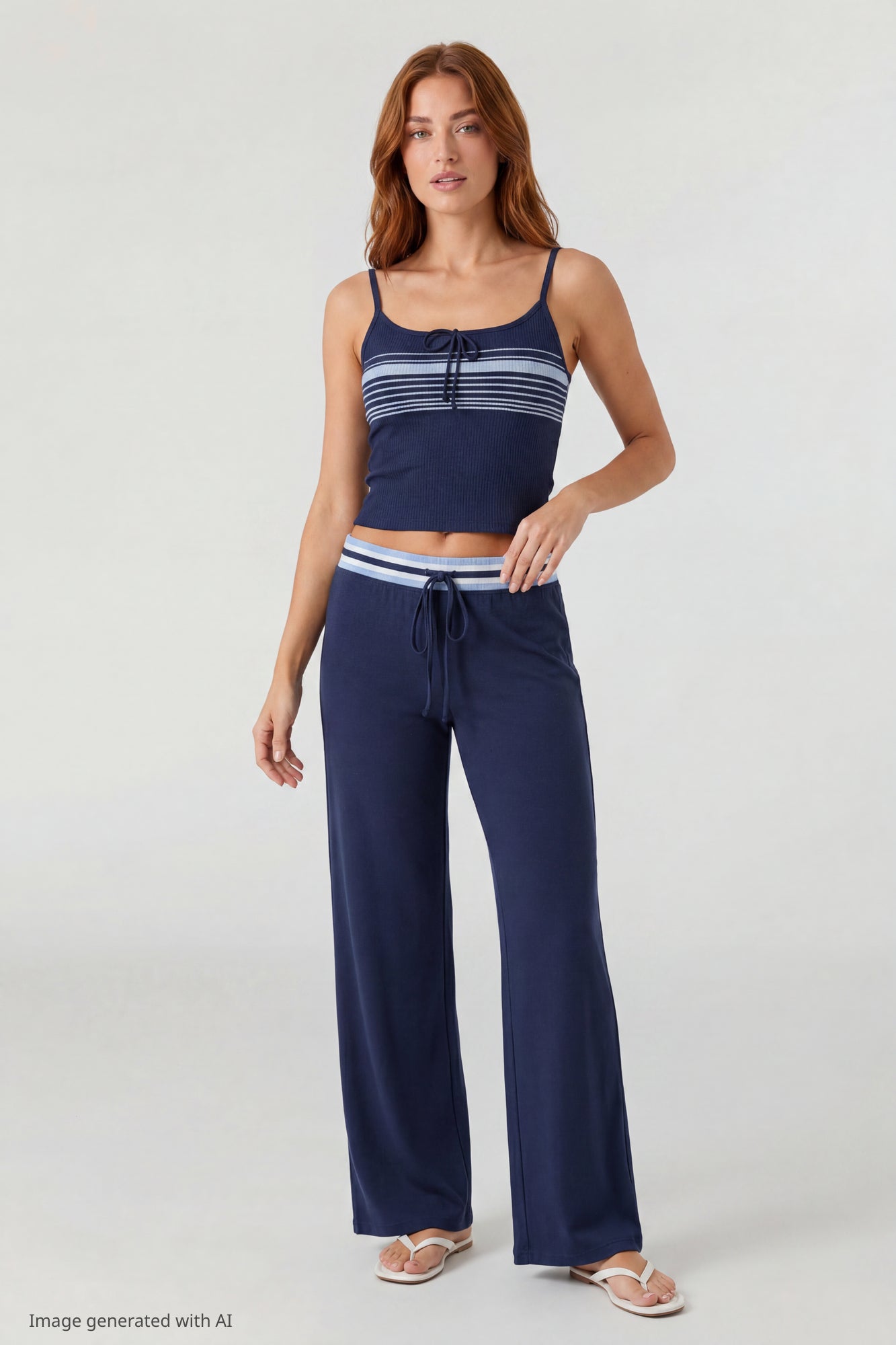Striped Waist Wide Leg Pant