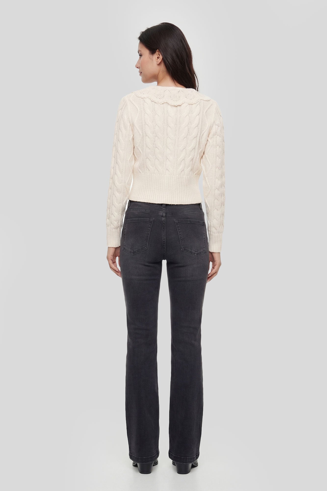 Lace Collar Cable Knit Cardigan