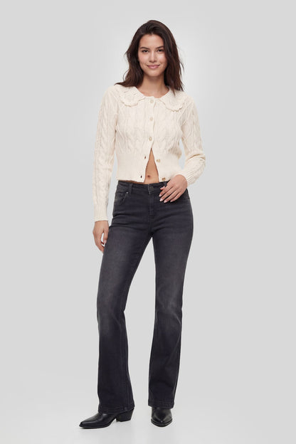 Lace Collar Cable Knit Cardigan