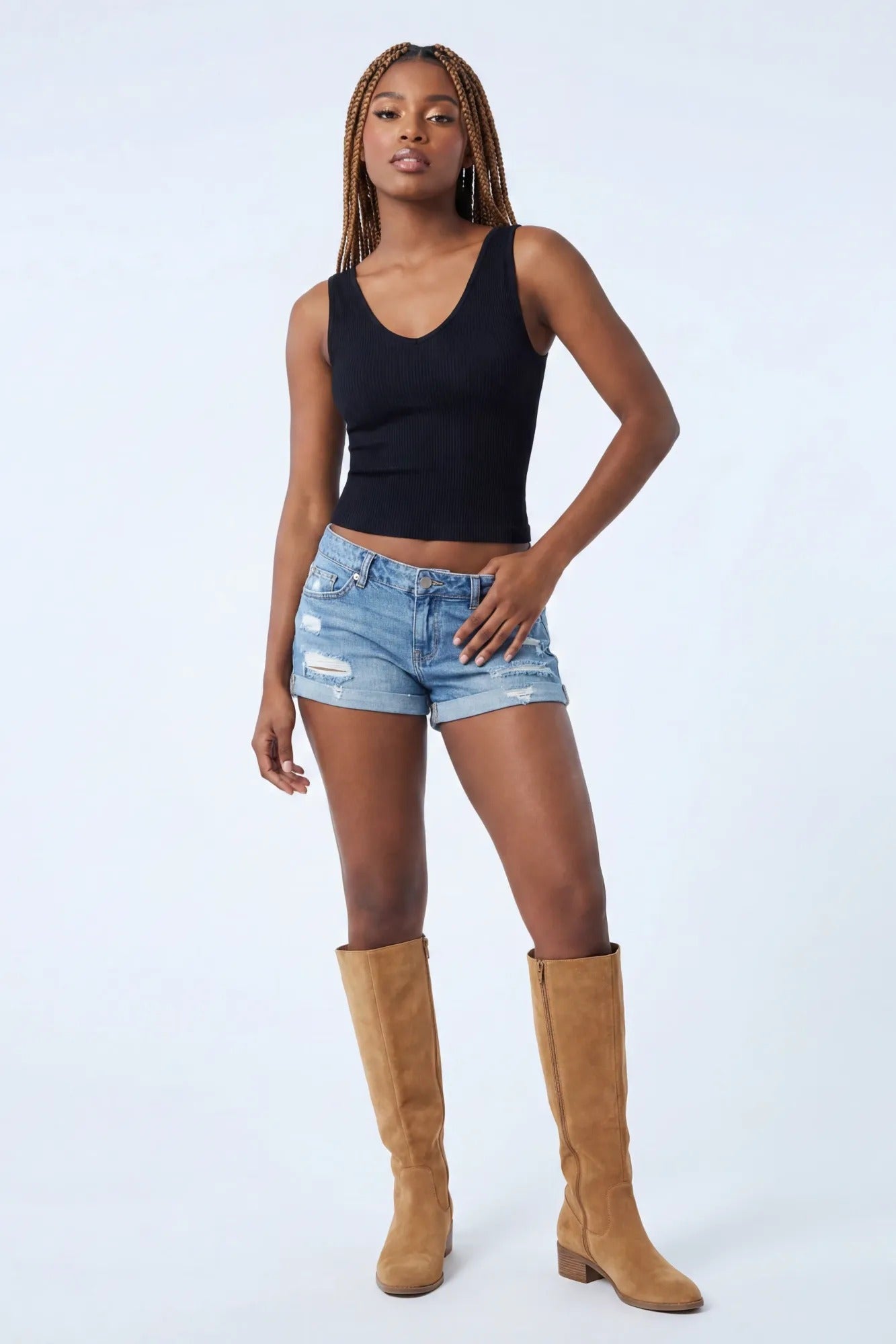 Seamless Ribbed V-Neck Tank