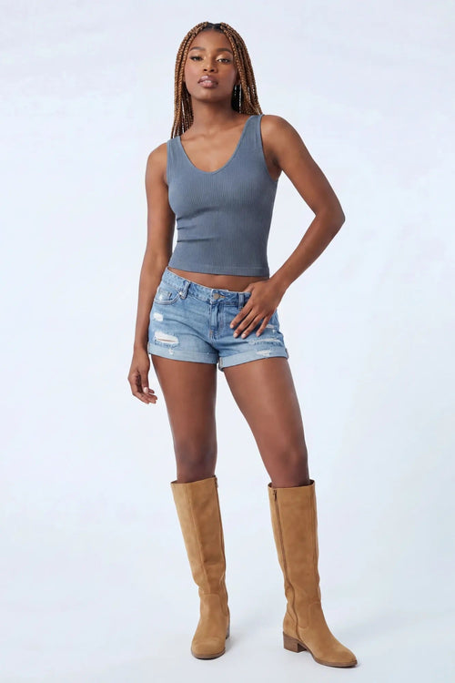 Seamless Ribbed V-Neck Tank