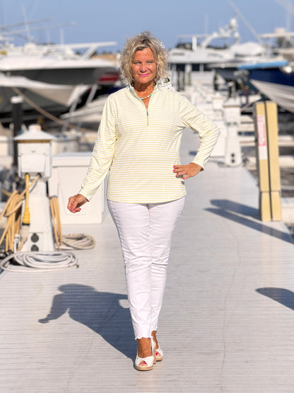 SUNNY DAY STRIPED HALF ZIPPER TOP