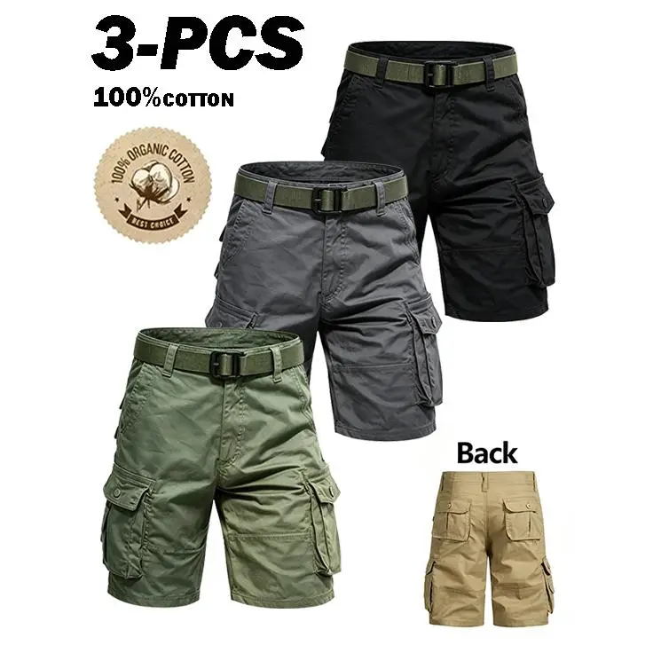 🔥 Men’s Lightweight Cargo Shorts – Utility Pockets & Included Belt