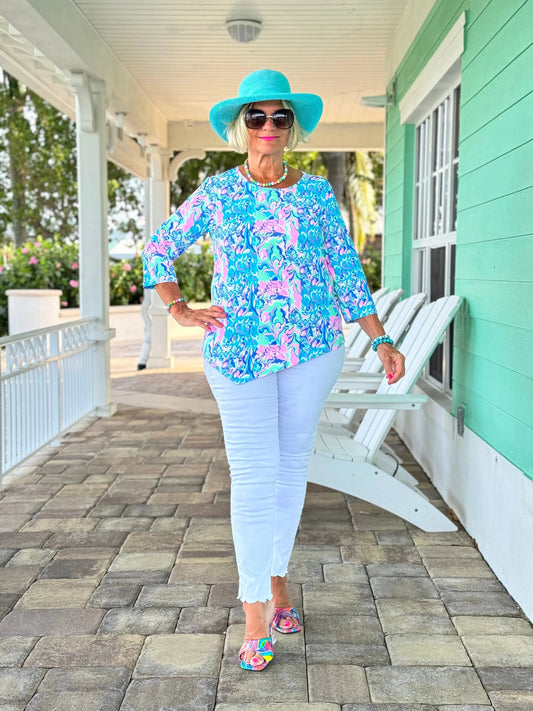 SPLASH OFF PINK ASYMMETRICAL TOP