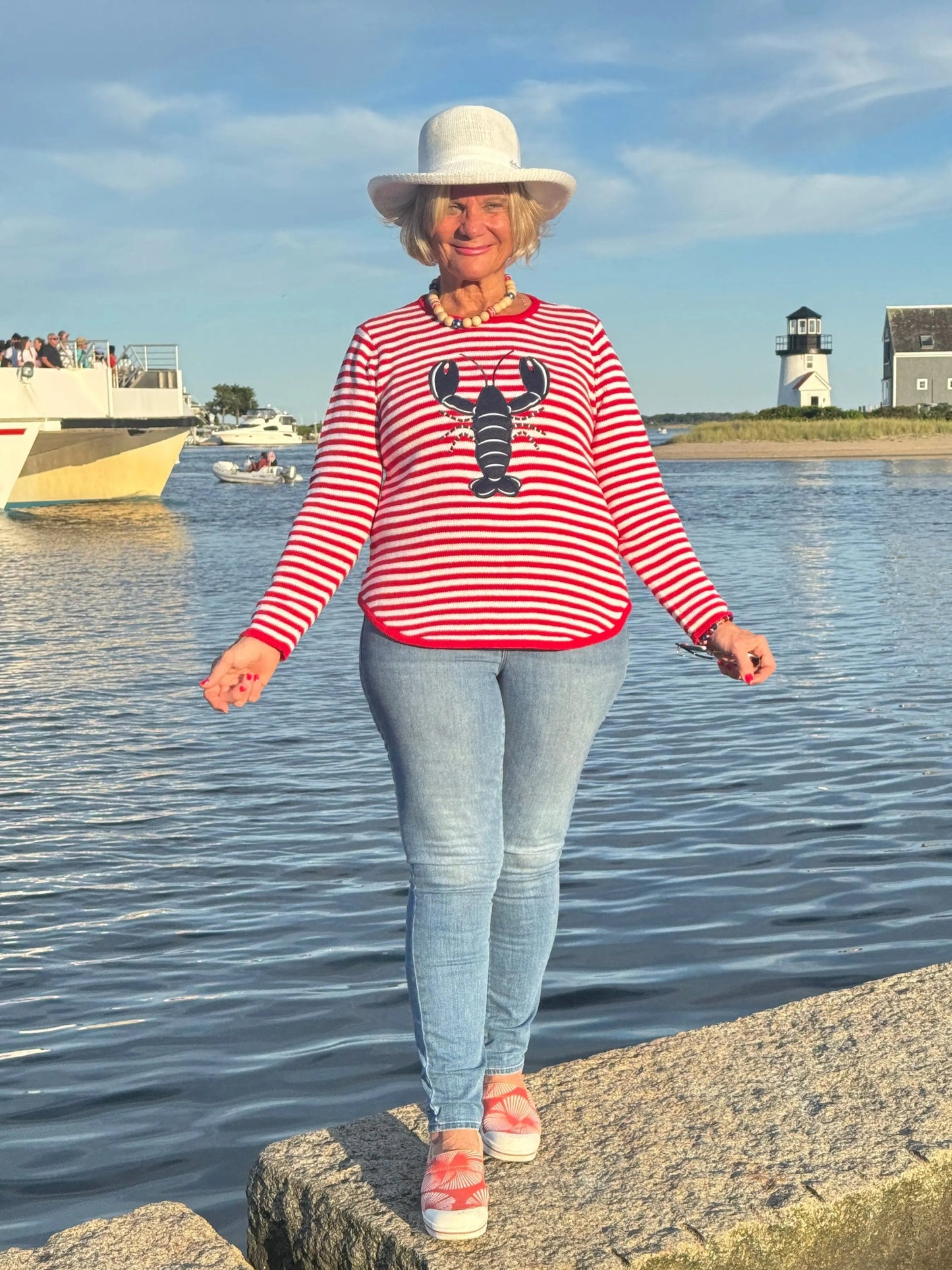RED STRIPED LOBSTER SWEATER