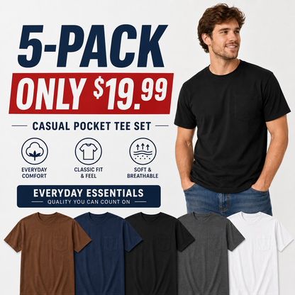 🔥 Men’s Heavyweight Cotton Pocket Tee – Relaxed Fit, Big & Tall Sizes