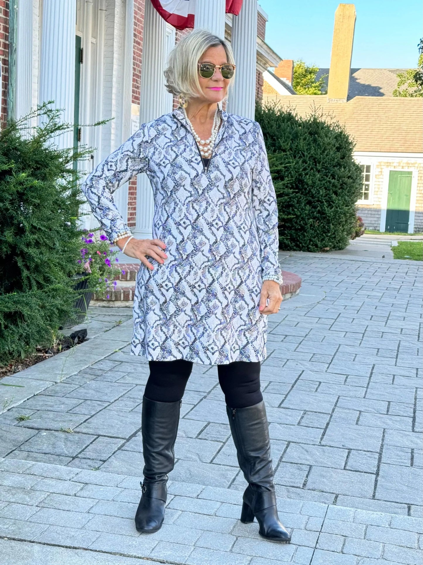 LULU-B WINTER WHIT HALF ZIPPER DRESS