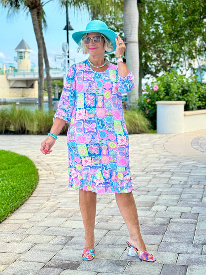 SANDY BEACH COLOR RUFFLE DRESS