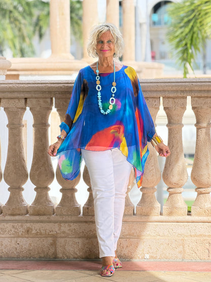Sofia Sunrise Royal Blue Silk top