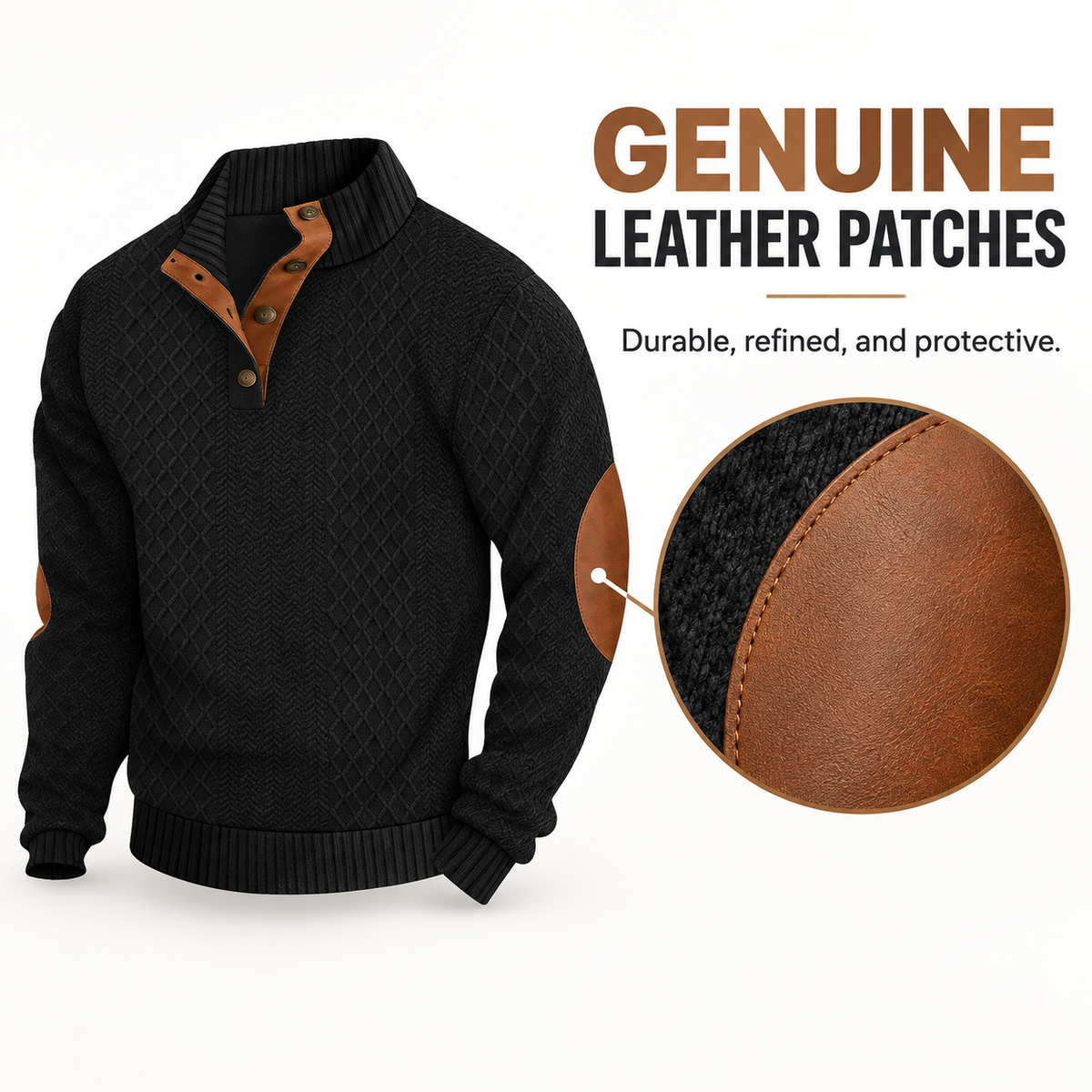 Men’s Jacquard Henley Shirt – Stylish Stand Collar with Textured Pattern