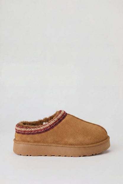 Fur Lined Platform Slipper Booties